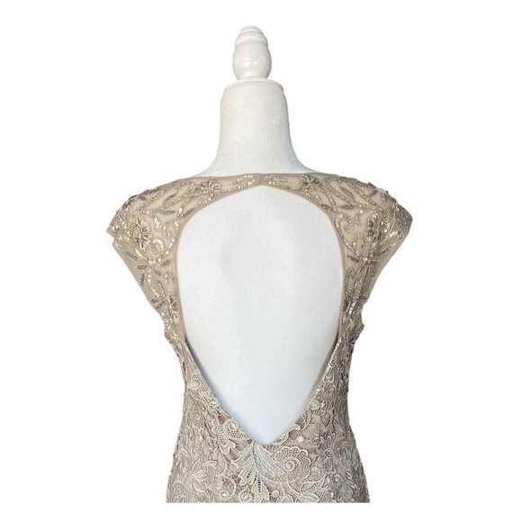 Sue Wong Sheath Dress Sz10 Embellished Lace Cap Sleeve Cocktail Elegant Classy - Picture 7 of 10